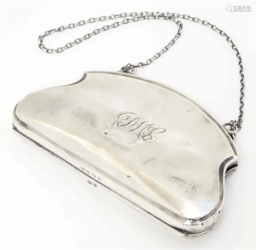 A silver purse hallmarked Birmingham 1915, maker A & J Z...