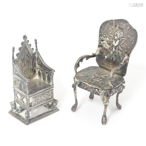 Miniature chairs : A silver miniature model of the Coronatio...