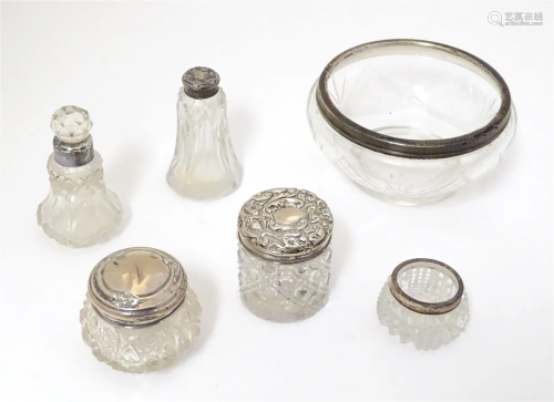 Assorted items to include cut glass dressing tab pots with s...