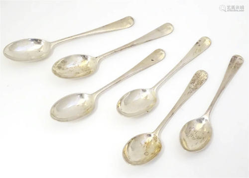 A matched set of 6 silver teaspoons, 5 x hallmarked London 1...