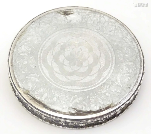 A .935 Sterling silver compact with guilloche enamel decorat...