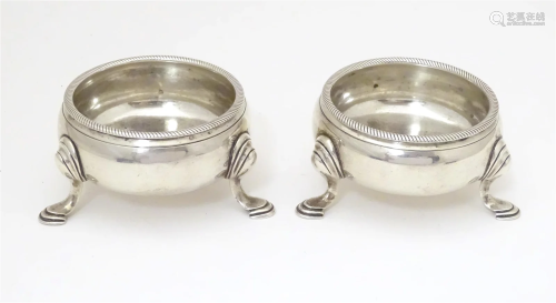 Two 18thC silver salts, one hallmarked London 1752 maker Dav...