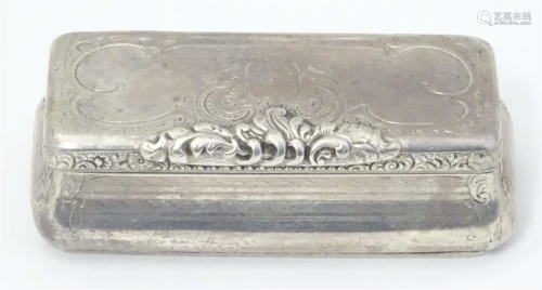 A 19thC Austrian white metal snuff box with engine turned de...