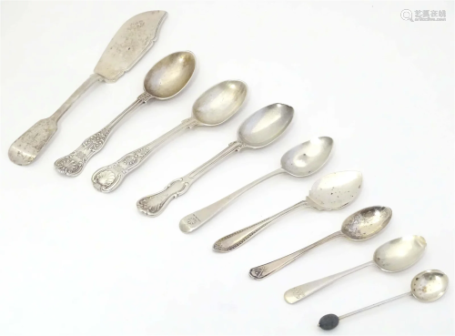 Assorted 19thC and later silver spoons to include, tea spoon...