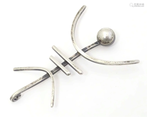 A silver modernist pendant, marked Paul Miller sterling. App...