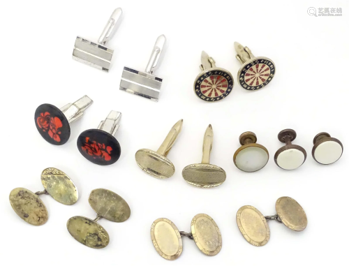 A quantity of assorted cufflinks to include some silver and ...