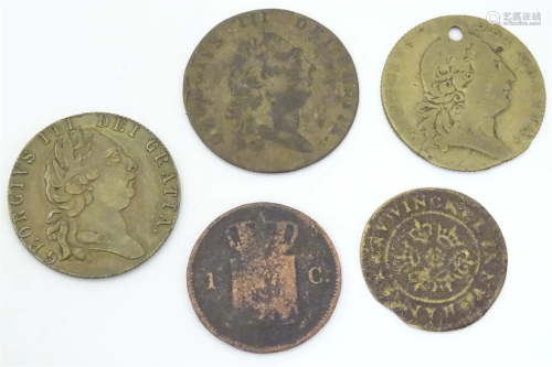 Assorted 18thC and later coins (5)