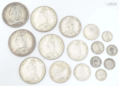 A quantity of assorted Victorian silver coins. Largest appro...