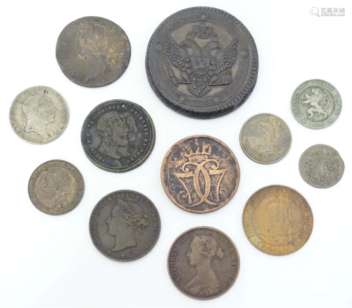 A quantity of assorted coins etc. to include one dated 1696....