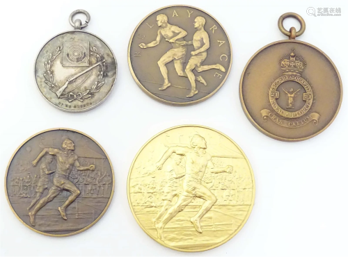 Five assorted sporting medals / medallions to include a silv...