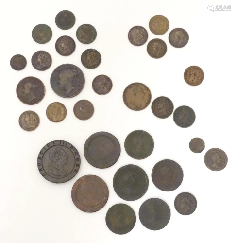 A quantity of assorted 19thC and later coins to include a Ge...