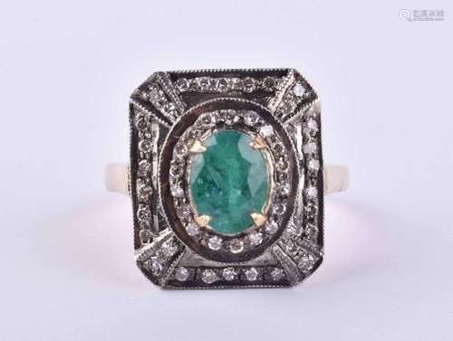 Art Deco emerald - diamond ring Russia