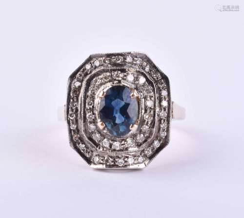 Art Deco sapphire - diamond ring Russia