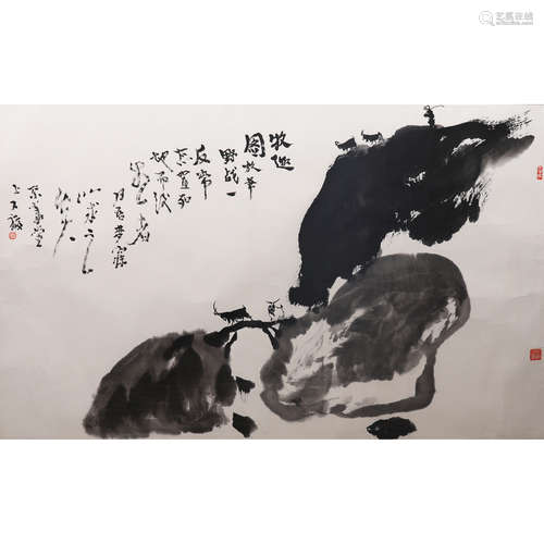 贾又福（b.1941） 牧趣图 水墨纸本镜心