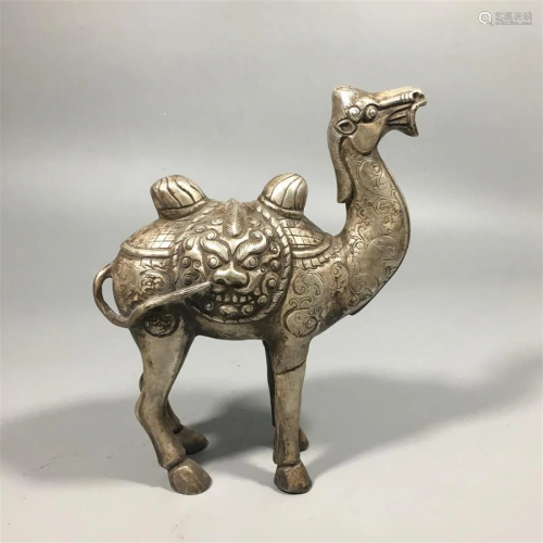A Chinese Carved Silver Camel