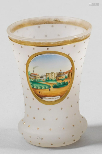 Biedermeier-Becher mit Ansicht von Warmbrunn