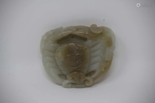 Chinese Antique Celadon Jade Crab Carving