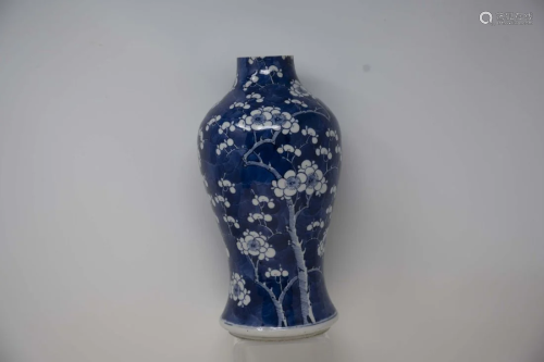 Chinese Antique Blue & White Cherry Blossom Vase