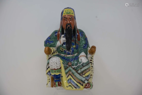 Chinese Immortal Porcelain Figurine Seated Man