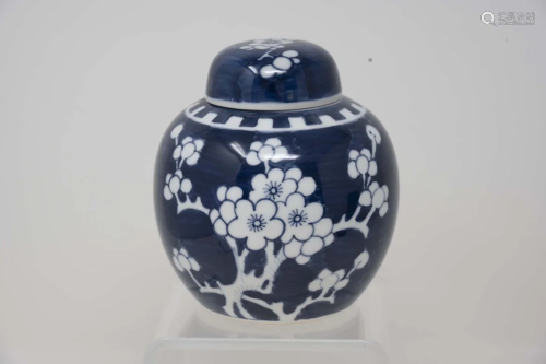 Chinese Blue and White Porcelain Ginger Jar Prunus Flowers