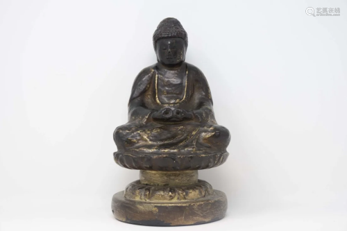 Seated Amitabha Wood Buddha