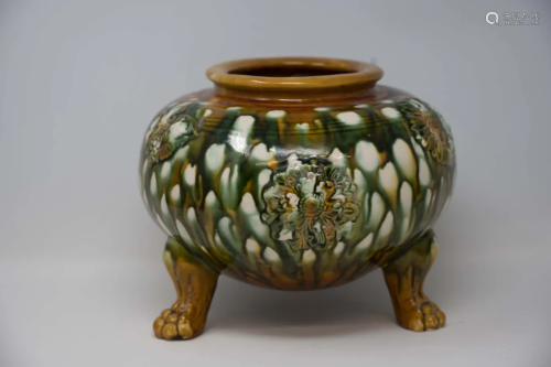 Chinese Sancai-Glazed Pottery Jar