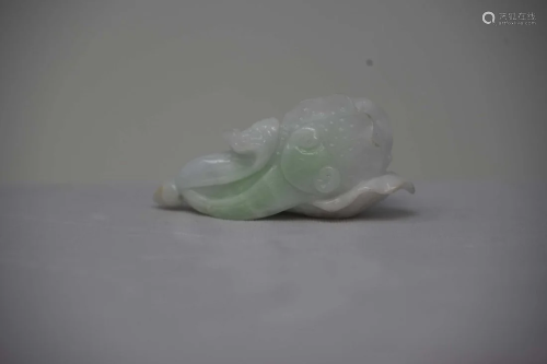Chinese White Jadeite Carving of Cabbage Pendant