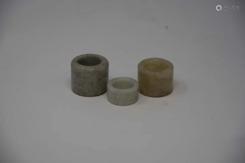 Chinese Antique Jade Carving of Archer Rings