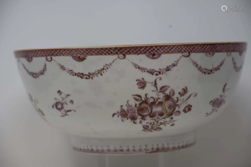 Chinese Famille Rose Punch Bowl Qing Dynasty