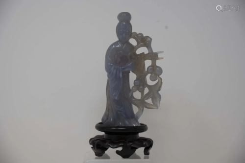 Chinese Lavender Jade Guangyin Carving