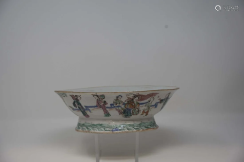 Chinese Family Rose Porcelain Bowl with Immortals