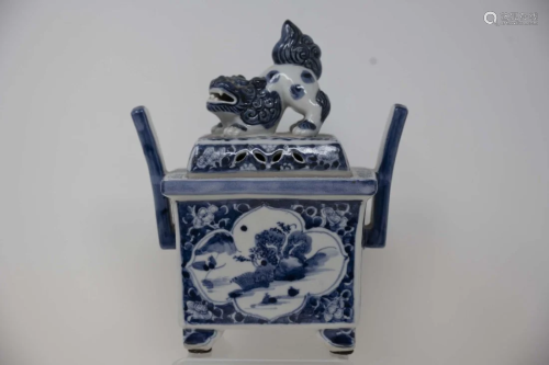 Japanese Blue & White Porcelain Incense Burner