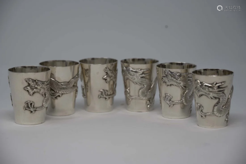 Chinese Antique Export Silver Set of Glasses