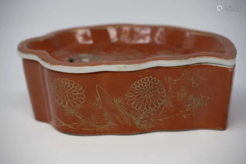 Chinese Antique Coral Red Porcelain Box