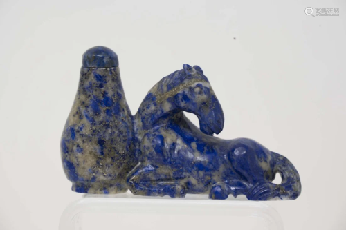 Chinese Antique Lapis Lazuli Carving Horse Snuff Bottle