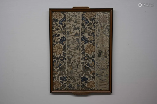 Chinese Embroidered Silk Panels with Metallic Thread