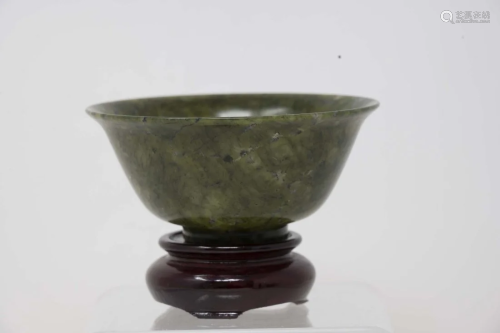 Chinese Antique Green Jade Bowl