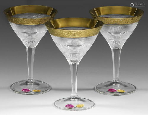 Drei Moser-Champagnerschalen "Splendid Gold"