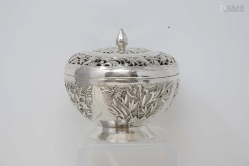 Chinese Export Silver Covered Bowl