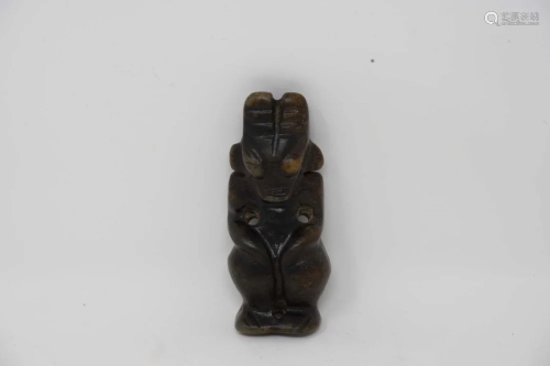 Hongshan Culture Brown Jade Carving of God Figure