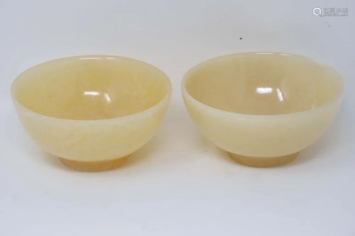 Chinese Pair of Yellow Jade Bowl