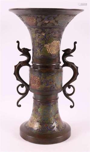 A cloissoné ritual Ru vase with seahorses for ears, China, c...
