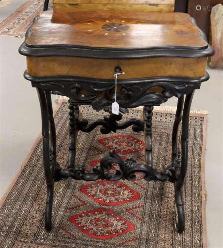 A walnut and ebonised wooden sewing table, Holland, Willem I...