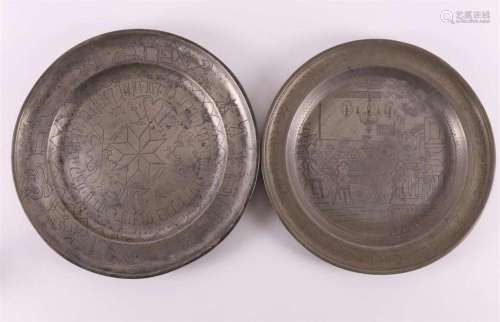 Two white pewter so-called Seider dishes, 18th century.