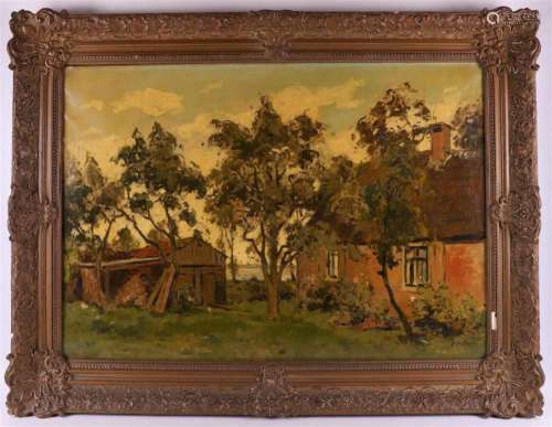 Regt, de Pieter (1877-1960) 'Farmhouse in landscape'...