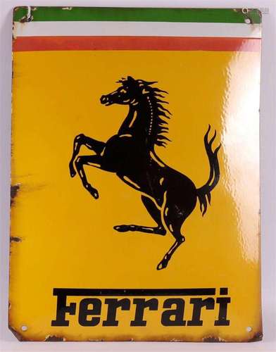 An enamel advertising sign 'Ferrari', mid 20th centu...