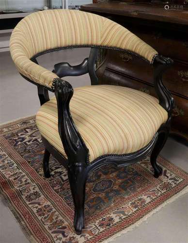 An ebonised desk chair, Holland, Willem III, 19th century.