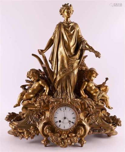 A bronzed white metal mantel clock, France, 2nd half 19th ce...