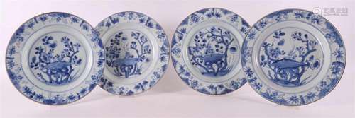 A set of four blue and white china plates, Qianlong, 18th ce...