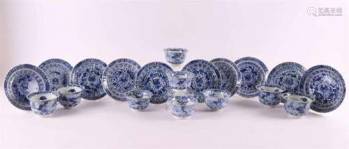 Nine porcelain cups and ten saucers, China, Kang-Xi style, 1...